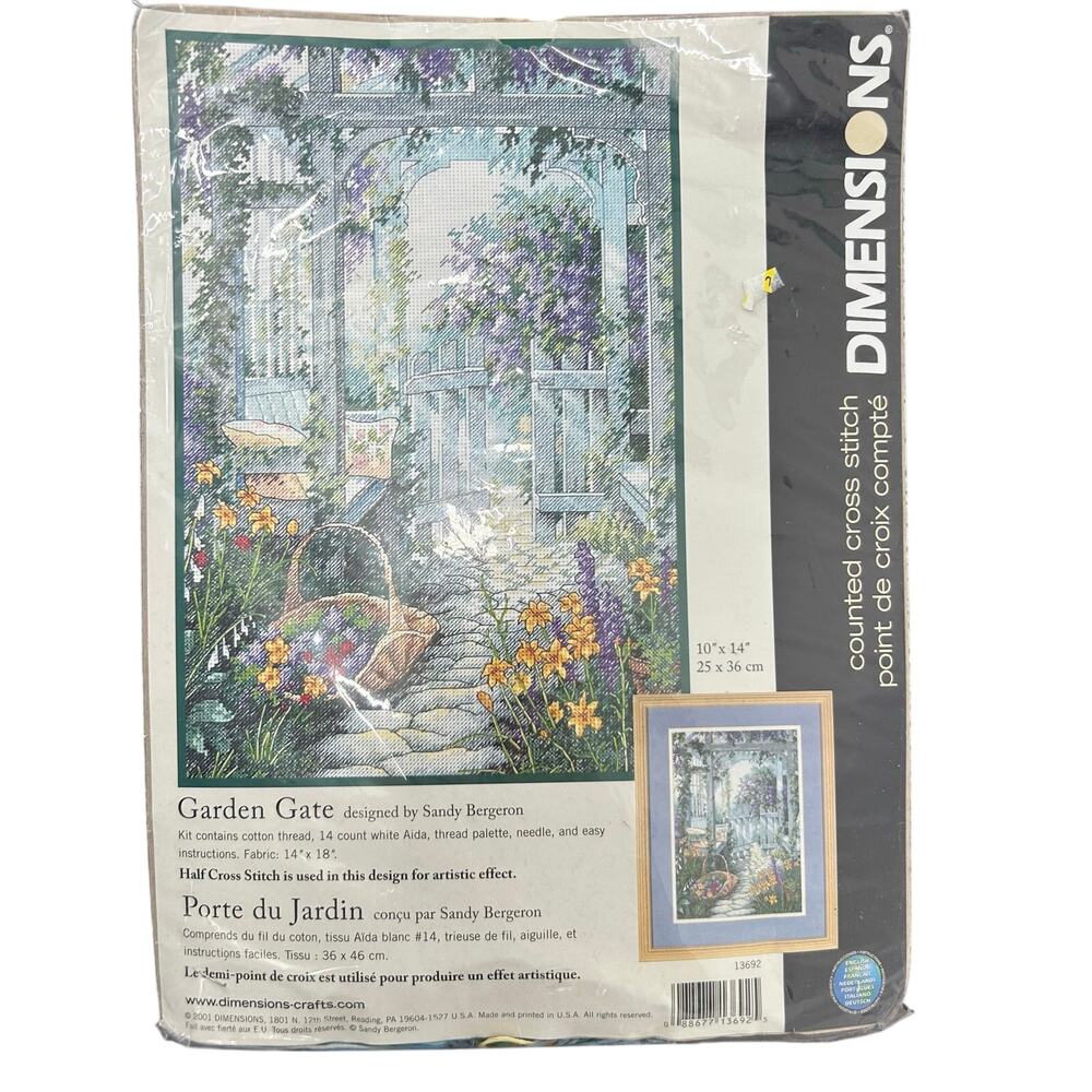 Dimensions 13692 Garden Gate Counted Cross Stitch Kit 10"x14" Vintage New Sealed